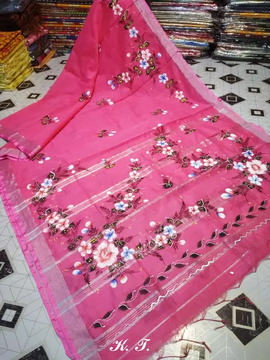HANDWORKED SAREE (HANDPRINT) uploaded by khan textile santipur on 3/24/2023
