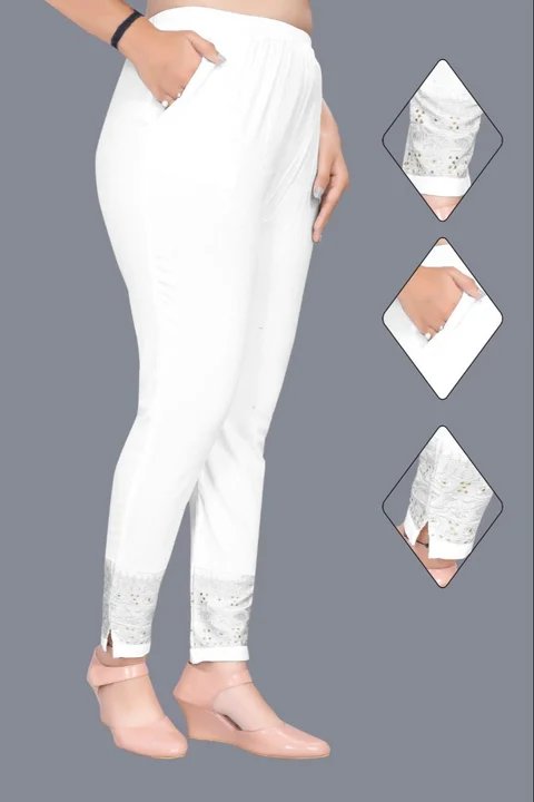 Post image Stretchable lag raha sequence work pant any kurti suitable very expensive product