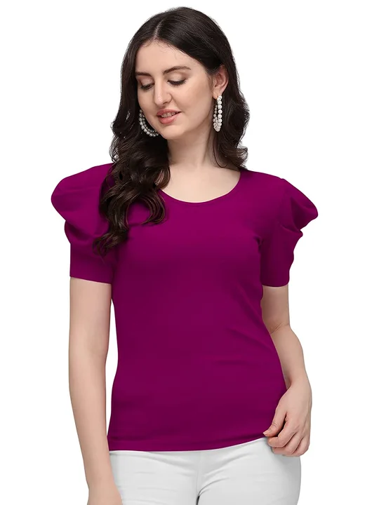 Women's New solid puff sleeve t-shirt. uploaded by Glow More Enterprise  on 3/24/2023