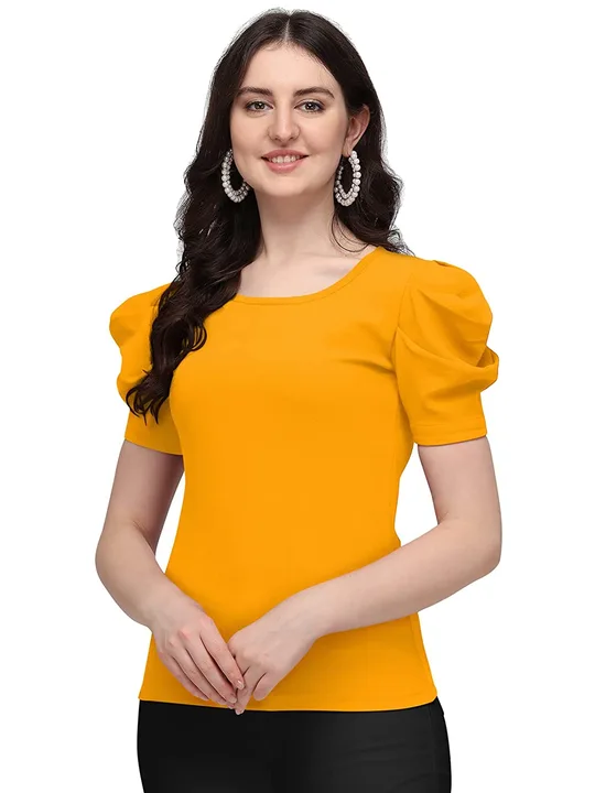 Women's New solid puff sleeve t-shirt. uploaded by Glow More Enterprise  on 3/24/2023