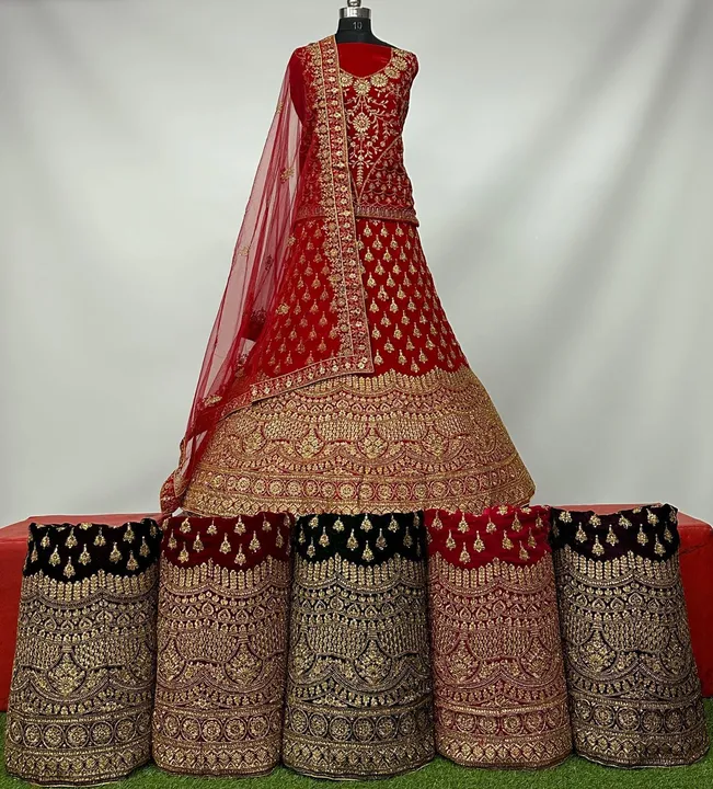 Bridal velvet lehnga  uploaded by Maa karni creation on 3/24/2023