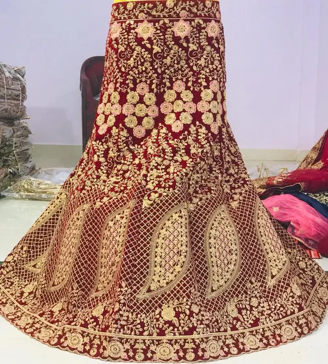 Velvet bridal lehenga  uploaded by Maa karni creation on 3/24/2023