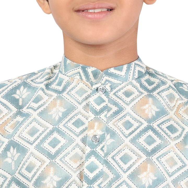 Kids Boys Traditional Rayon Cotton Printed Kurta Pant Set  uploaded by Dutt Creation on 3/24/2023