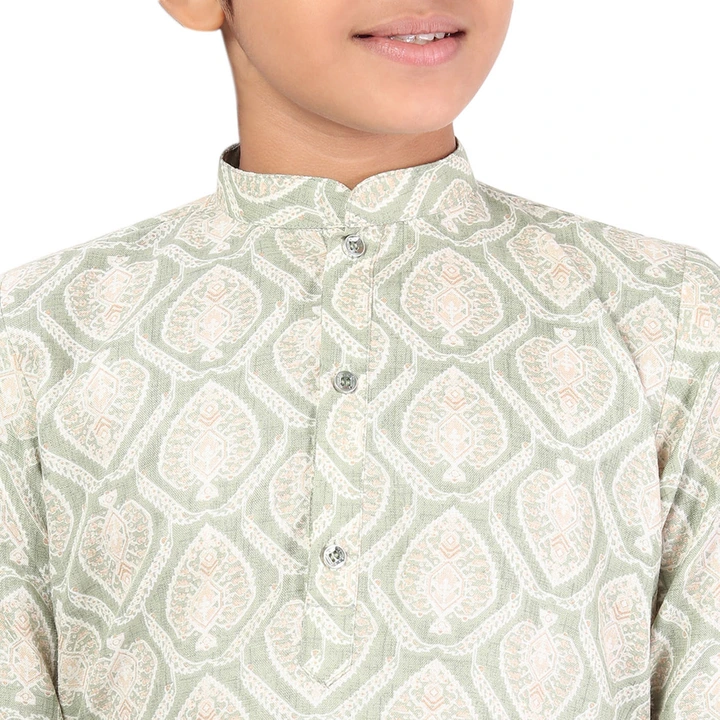Kids Boys Traditional Rayon Cotton Printed Kurta Pant Set  uploaded by Dutt Creation on 3/24/2023