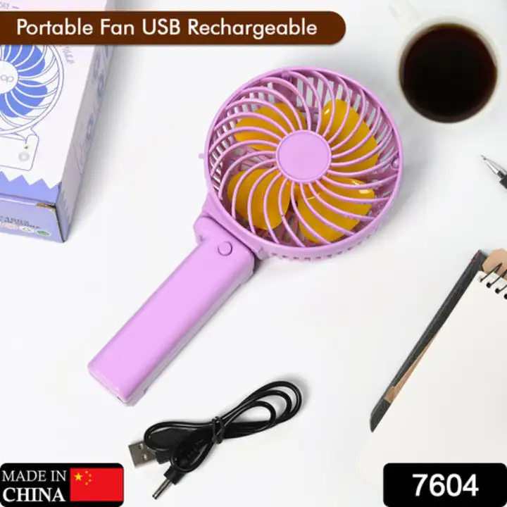 7604 Portable Mini handy Fan & Personal Table Fan | Rechargeable Battery Operated Fan Suitable for K uploaded by DeoDap on 3/24/2023