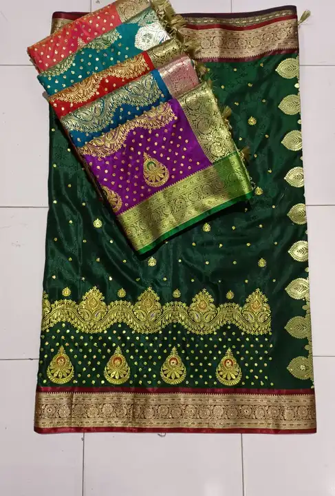 Banarasi satin gawti heavy embroidery  uploaded by Kasturi Enterprises on 3/24/2023