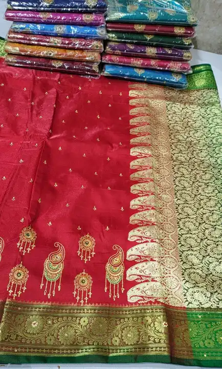 Banarasi satin gawti heavy embroidery  uploaded by Kasturi Sarees on 3/24/2023