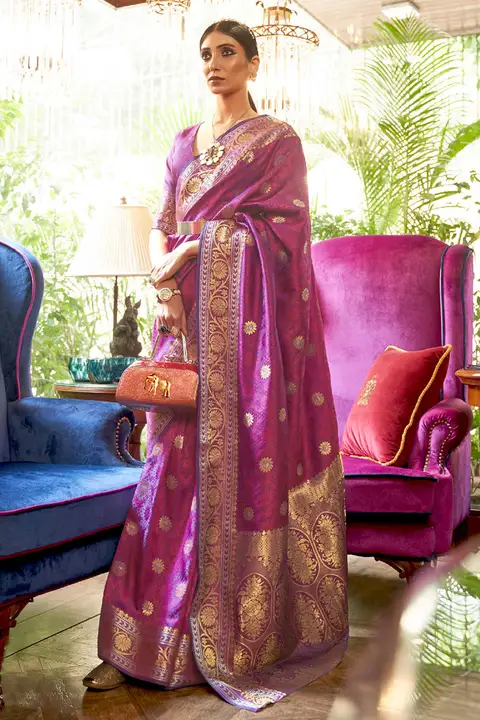 Red n Purple kallvi Silk Saree uploaded by 1 Place For All Fashion  on 3/24/2023