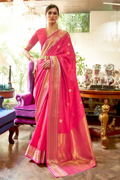 Rani Pink Silk Woven Saree  uploaded by 1 Place For All Fashion  on 3/24/2023