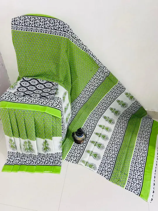 Hand block print  saree with blous

✂️1.Size 6.3 metres including blouse pieces.
🧶2.Pure handmade s uploaded by Saiba hand block on 3/24/2023