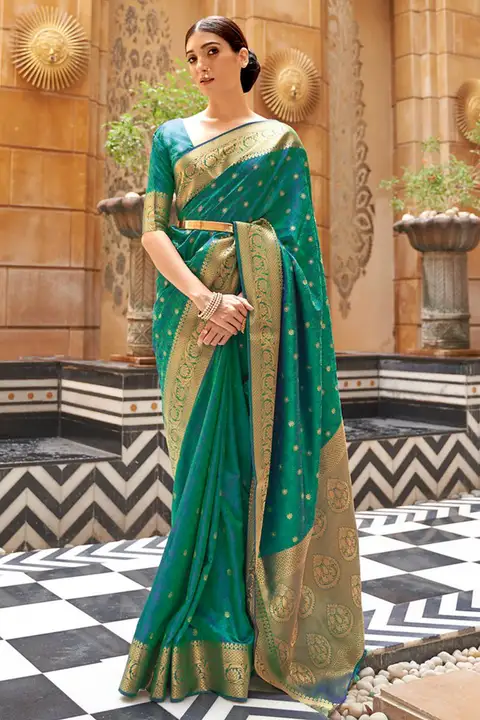 Green Color silver zari butti saree uploaded by 1 Place For All Fashion  on 3/24/2023