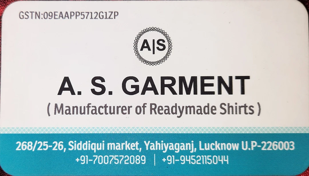 Visiting card store images of A.S GARMENT