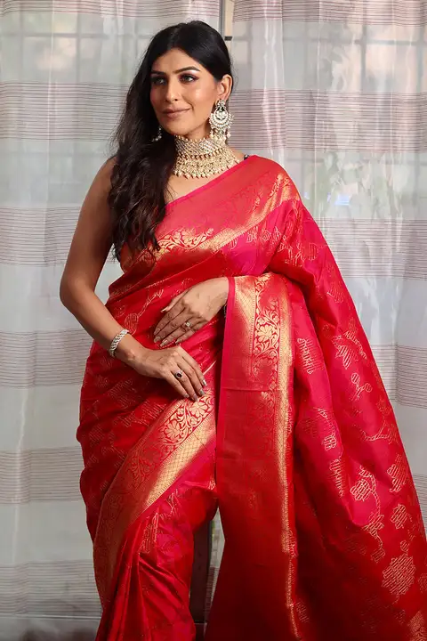 Red kouram Designing saree uploaded by 1 Place For All Fashion  on 3/24/2023