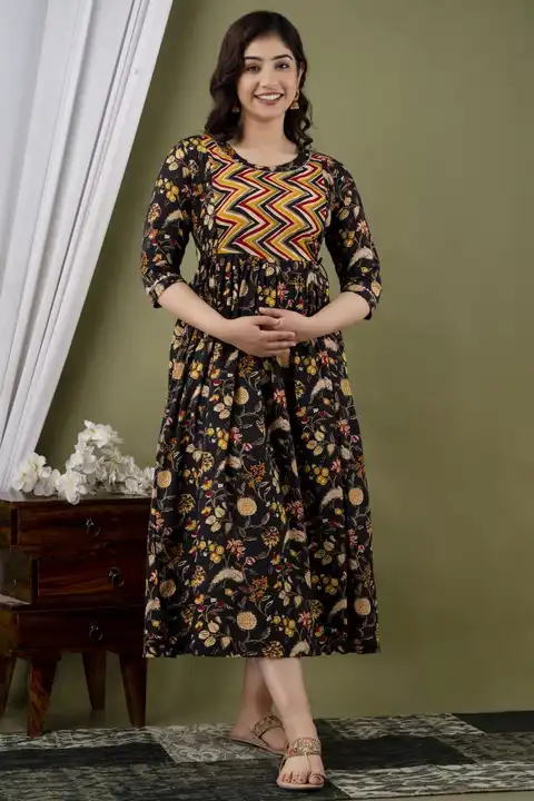 Cotton Printed Maternity Gown for women  uploaded by Mangalam kurti on 3/24/2023
