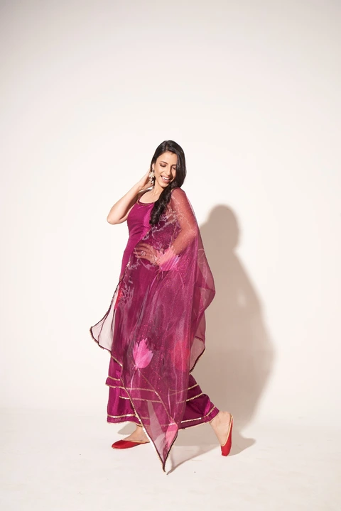 Women Silk A-line Kurta n palazzo with Organza Dupatta  uploaded by Mangalam kurti on 3/24/2023