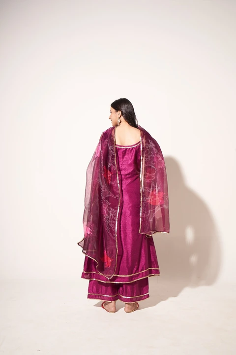 Women Silk A-line Kurta n palazzo with Organza Dupatta  uploaded by Mangalam kurti on 3/24/2023