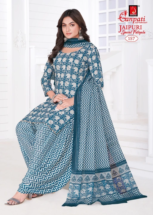 Ganpati present jaipuri 💯 cotton printed suit  uploaded by Heena fashion house on 3/24/2023