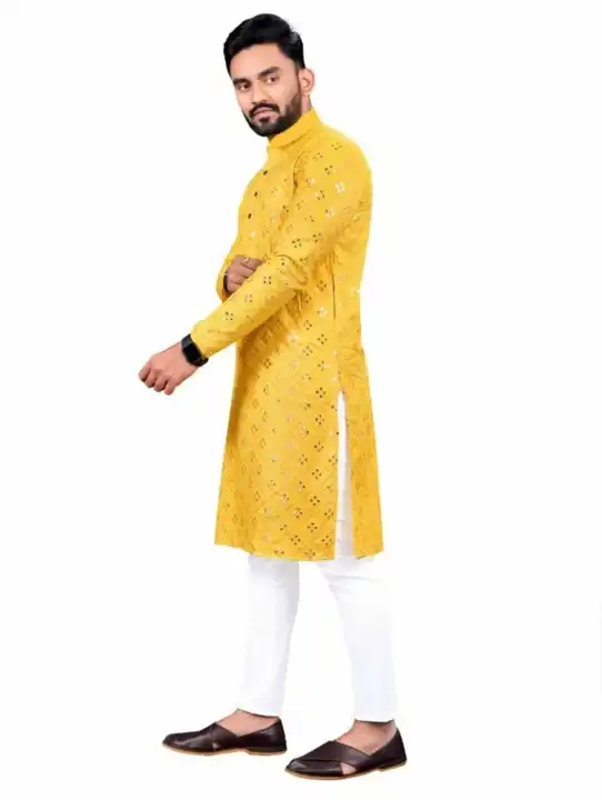 MEN KURTA PAYJAMA SET WITH FULLY MIRROR WORK*    *SIZE S.M.L.XL.XXL.MIX*    uploaded by Shubharambh on 3/24/2023