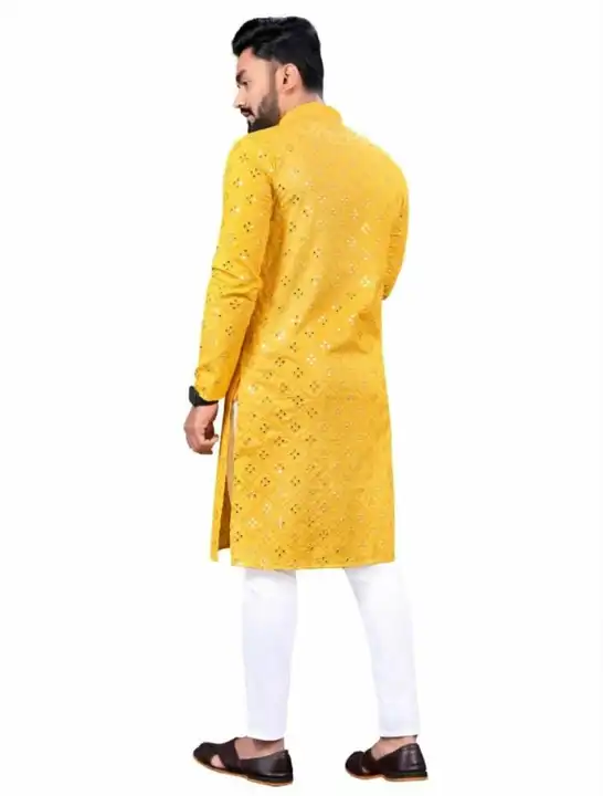 MEN KURTA PAYJAMA SET WITH FULLY MIRROR WORK*    *SIZE S.M.L.XL.XXL.MIX*    uploaded by Shubharambh on 3/24/2023