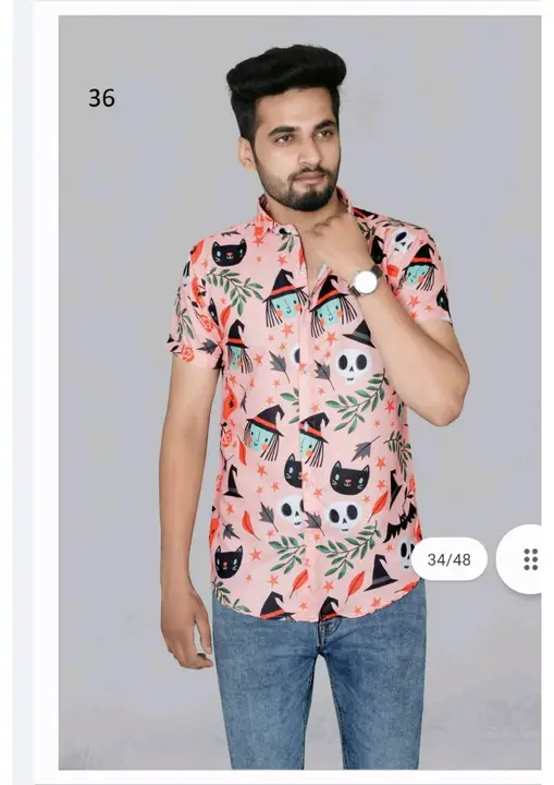 PRINTED SHIRTS  LYCRA FABRIC  SIZE=M TO XXL MIX  MIN ORDER=50 PIECES   uploaded by Shubharambh on 3/24/2023