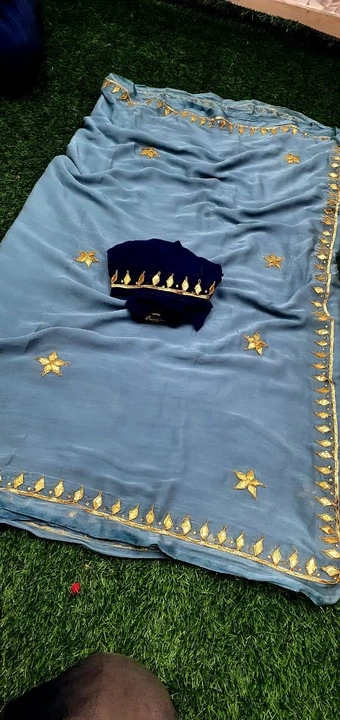 🙏🙏New lonching
              
👋👋Najbeen ciffone fabric saree🇮🇳🇮🇳👀👀👀 
🔠🔠🔠Hand Gotta pet uploaded by Gotapatti manufacturer on 3/24/2023