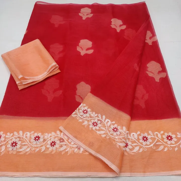 Kota Doria Embroidery With Dye Saree  uploaded by business on 3/25/2023
