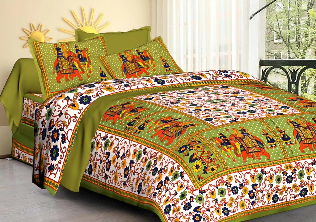 👉 RAJASTHANI PURE COTTON DOUBLE BED BEDSHEET WITH TWO PILLOW COVERS
👉 FABRIC: 100% COTTON
👉 SIZE: uploaded by Bagru hand prints saree kuti on 3/25/2023