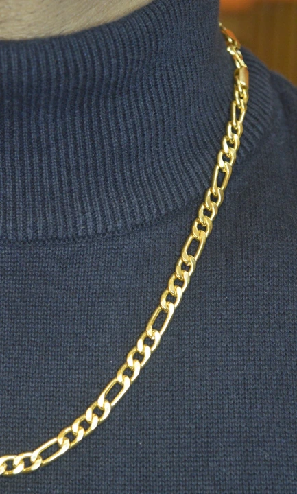 Gold polished SS sehwag chain 24inch  uploaded by Advik chain on 3/25/2023