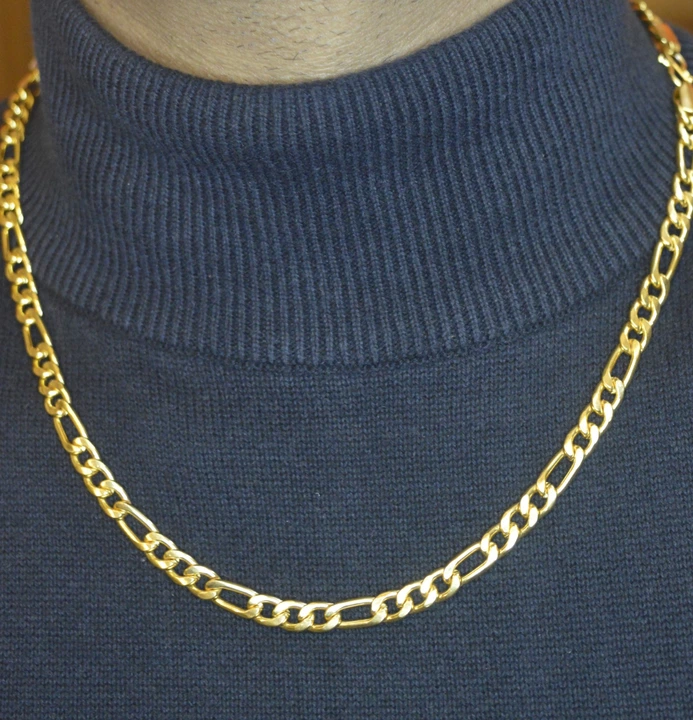 Gold polished SS sehwag chain 24inch  uploaded by business on 3/25/2023