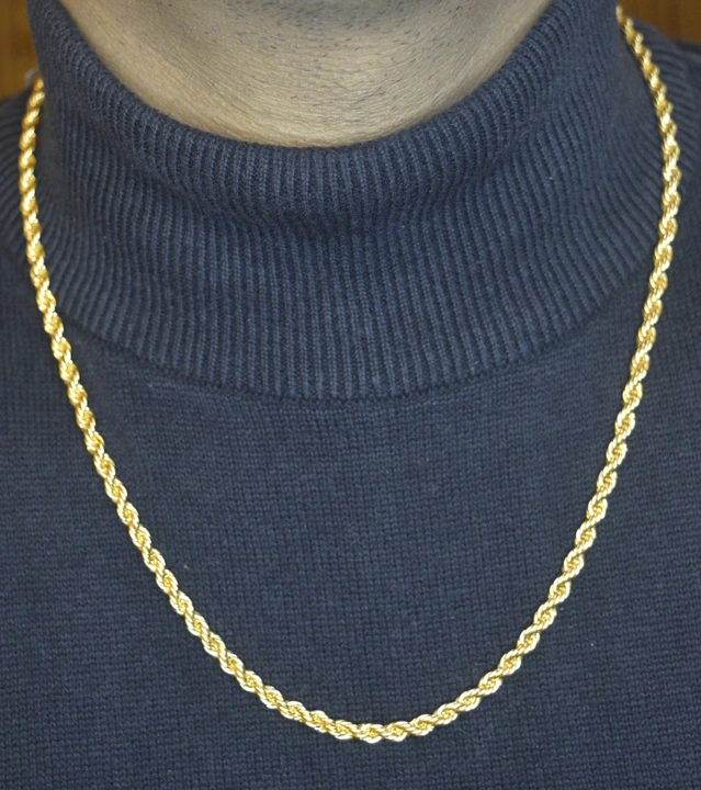 Gold polished SS rope chain 24inch uploaded by business on 3/25/2023