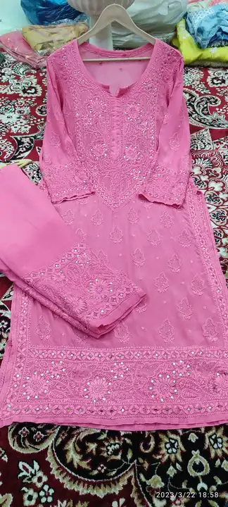 Natural crape with heavy embroidery nd mukeish work uploaded by business on 3/25/2023