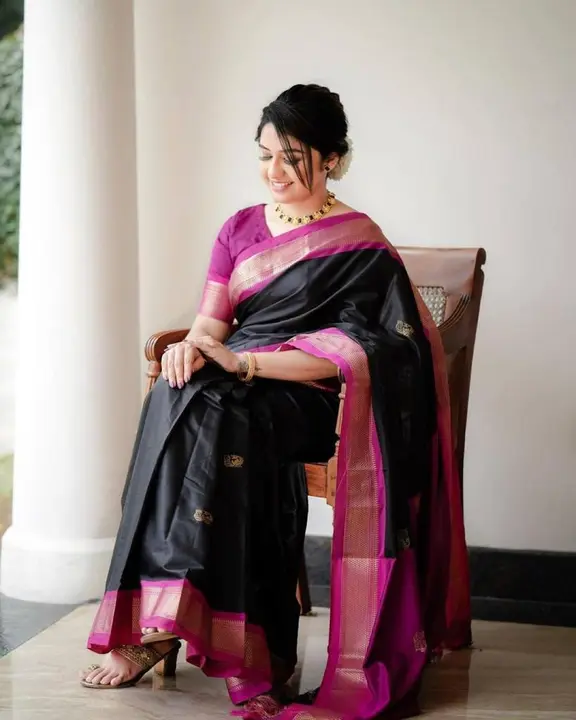 Beautiful black saree with blouse piece  uploaded by Dhananjay Creations Pvt Ltd. on 3/25/2023