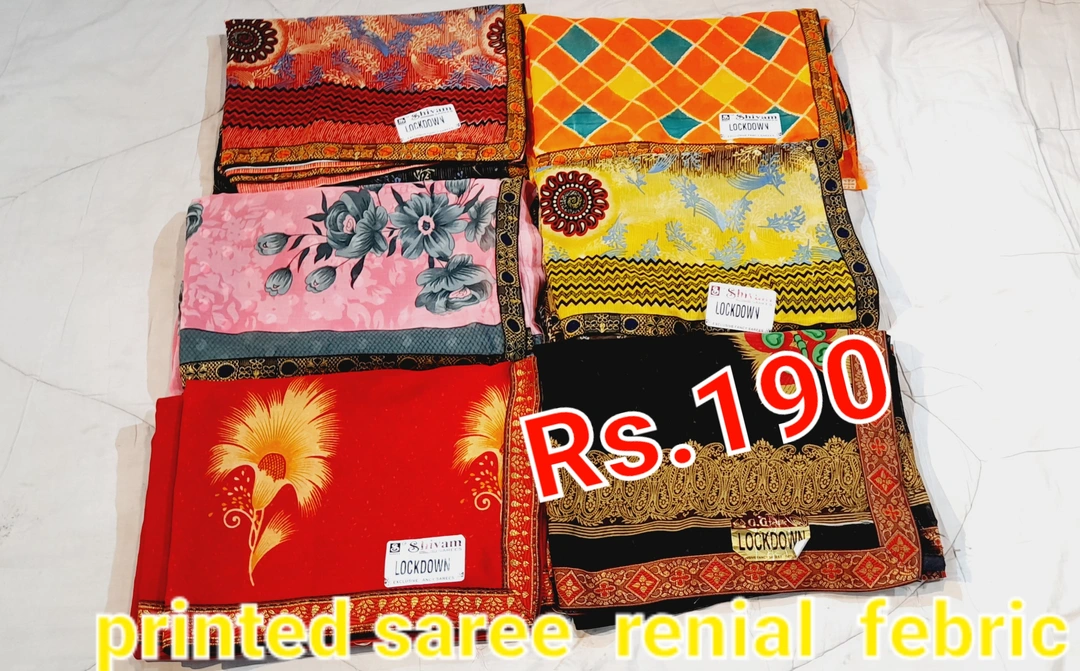 Lockdown    renial febric   printed  saree daily wege ussing uploaded by Poorabiya collection on 3/25/2023