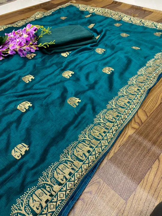 

*SAREE DEATIL*
SAREE FABRIC : Soft Dual Tone Vichitra Silk
SAREE WORK : Heavy Zari Embroidery Work uploaded by Vishal trendz 1011 avadh textile market on 3/25/2023
