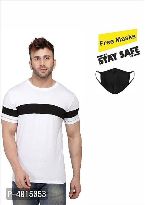 *Get A Mask Free!!  Black Self Pattern Cotton Round Neck Tees* uploaded by My Shop Prime on 7/10/2020