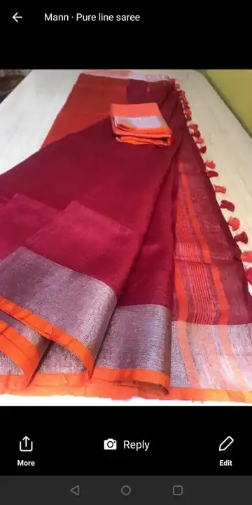 Linen saree  uploaded by Krishna textile on 3/25/2023