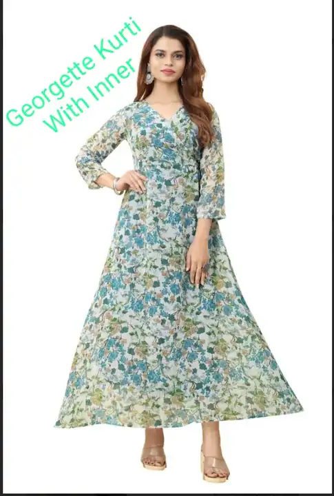 Pure Georgette Kurti uploaded by SHREE SHYAM TEXTILE on 3/25/2023