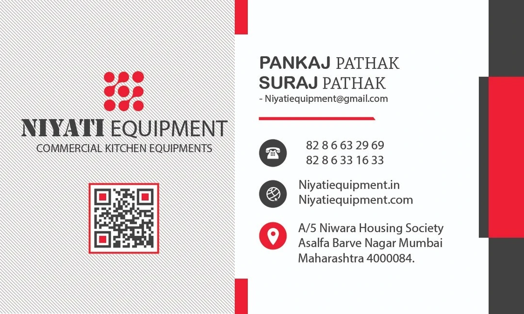 Visiting card store images of Niyati Equipment