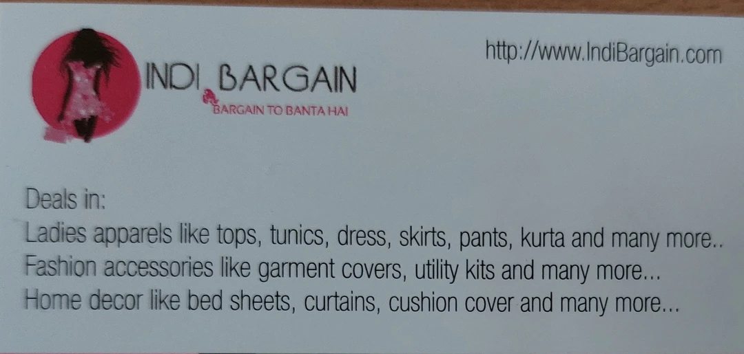 Visiting card store images of Indi bargain