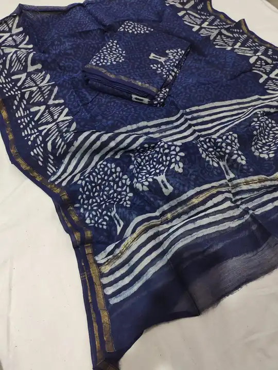 Chanderi silk handblock indigo print  suits uploaded by WEAVER'S ORIGIN silk and Sarees on 3/25/2023