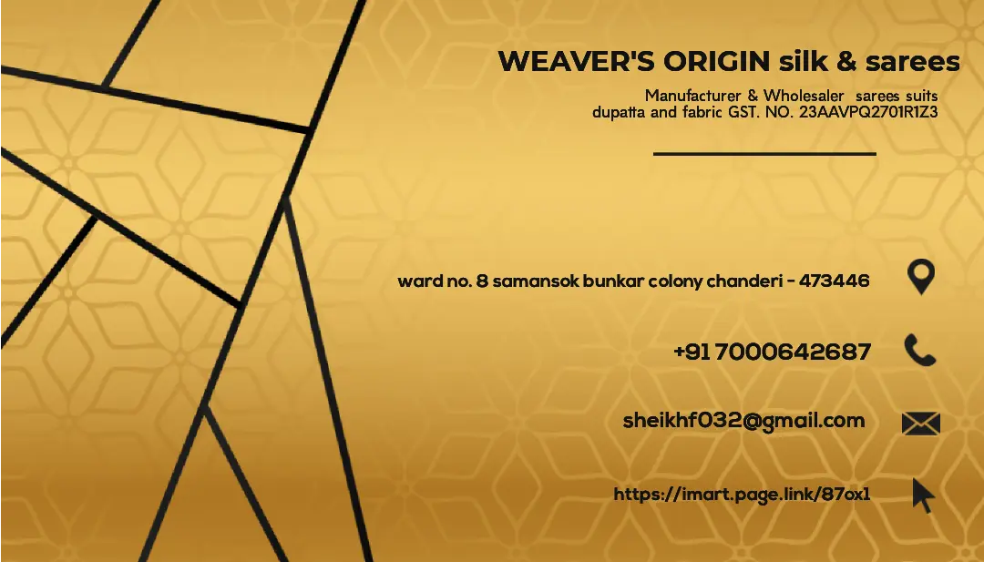 Visiting card store images of WEAVER'S ORIGIN silk and Sarees