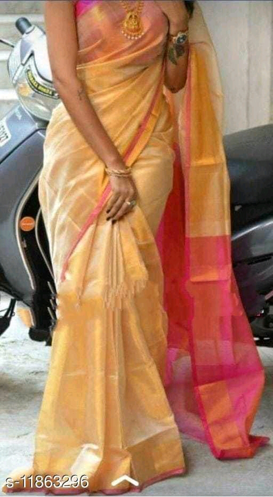 Tishu linen saree  uploaded by Krishna textile on 3/25/2023