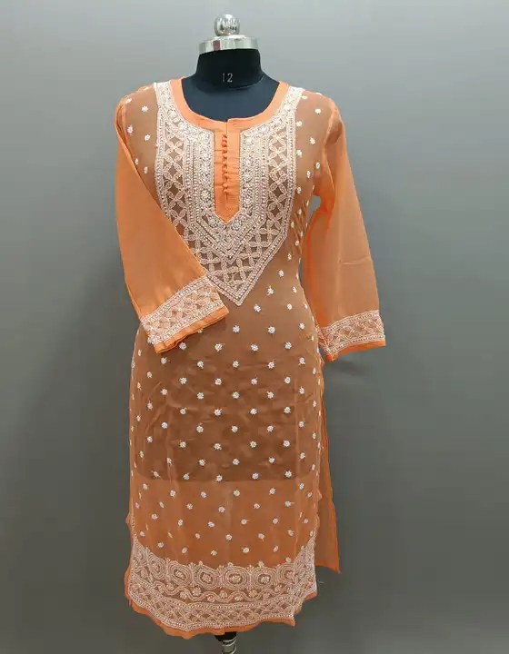 Kurti
Fabric georgette
Lenth 44 
Size 36 to 42
Kill jaal work uploaded by DF Chicken Factory on 3/25/2023