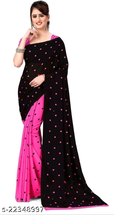 Two tone Georgette Multicolor Saree With Blouse uploaded by business on 3/25/2023