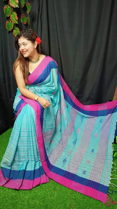 Handloom khadi cotton saree with blouse pieces  uploaded by Sujata saree cantre on 3/25/2023