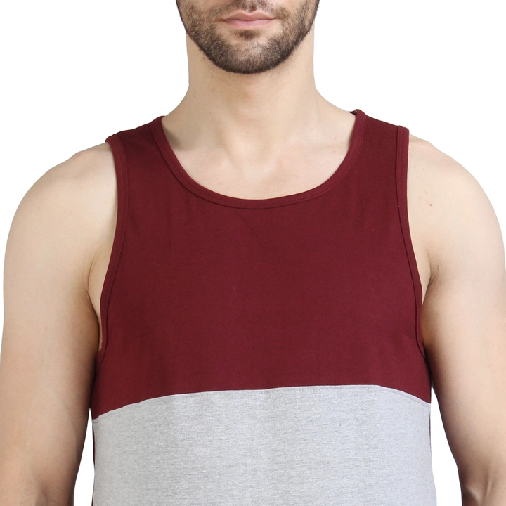 Men's Tank Vest color block maroon_grey uploaded by business on 3/25/2023