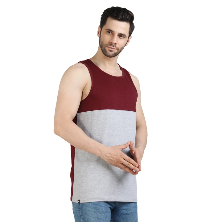 Men's Tank Vest color block maroon_grey uploaded by Youthpoi clothing  on 3/25/2023