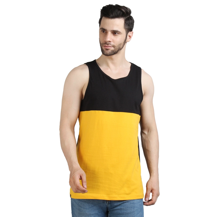 Men's Tank Vest color block black_yellow uploaded by Youthpoi clothing  on 3/25/2023