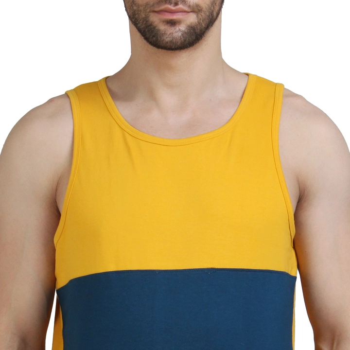 Men's Tank Vest color block  yellow_teal uploaded by Youthpoi clothing  on 3/25/2023