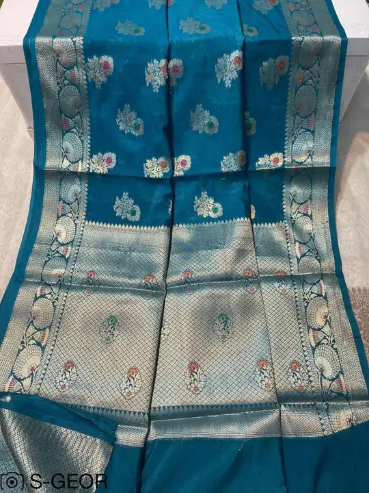 Banarasi daeyble semi jorjet silk saree uploaded by Zainab fashion on 3/25/2023
